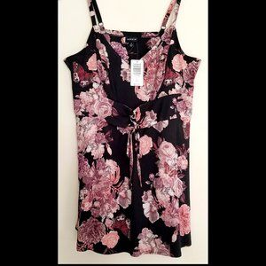 NEW WITH TAGS! Black Floral Challis Corset Cami - Size 1